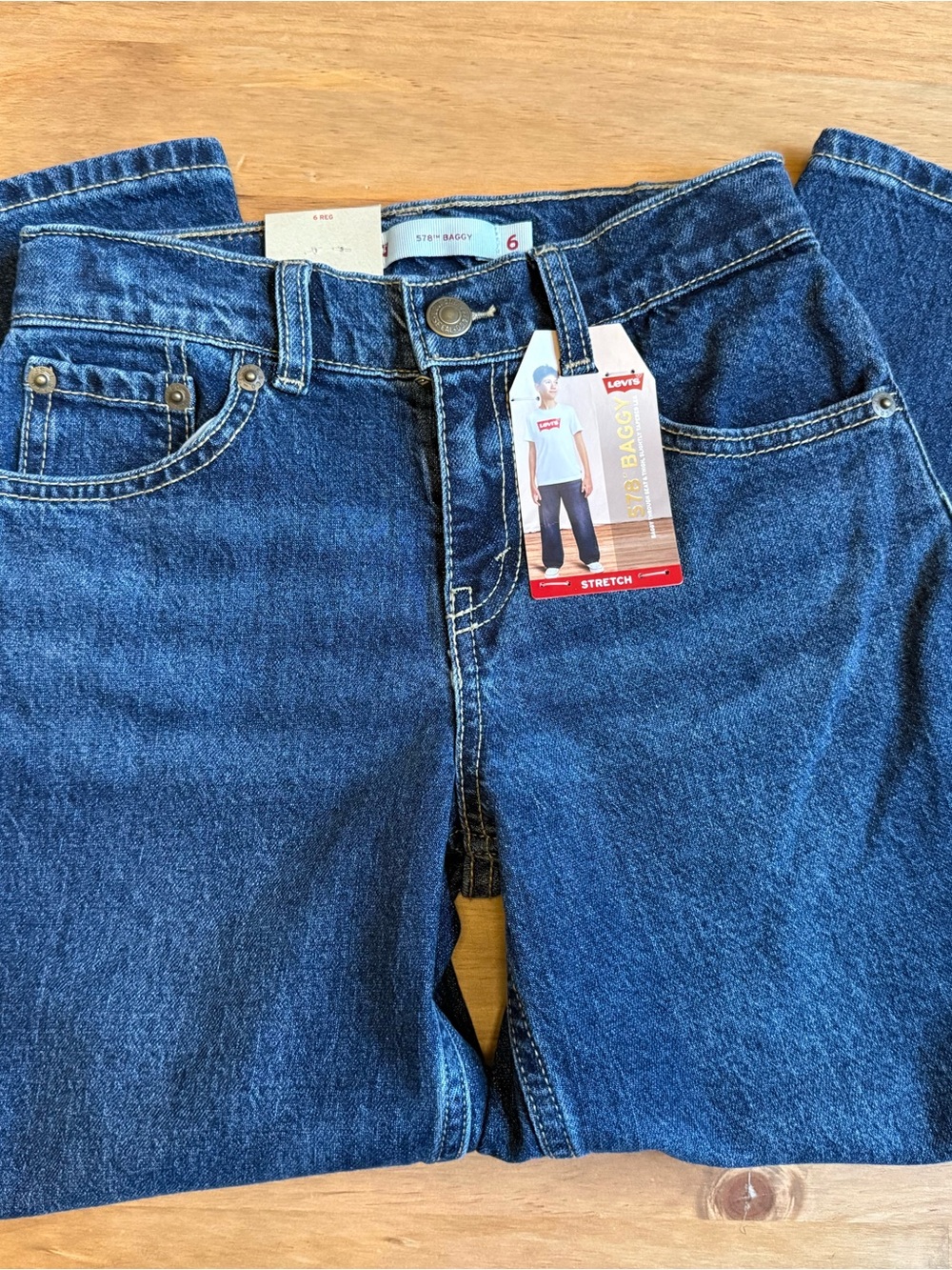 Levi's Boys Dark Blue Baggy Stretch Jeans